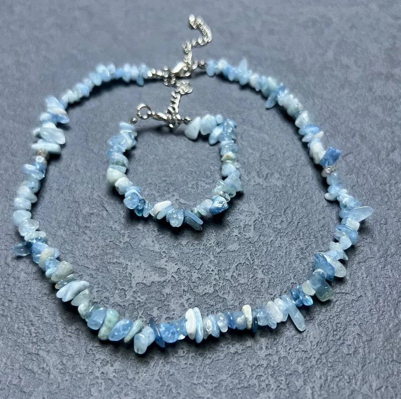 ΧΕΙΡΟΠΟΙΗΤΟ ΒΡΑΧΙΟΛΙ  ΑΠΟ ΦΥΣΙΚΗ ΠΕΤΡΑ AQUAMARINE
