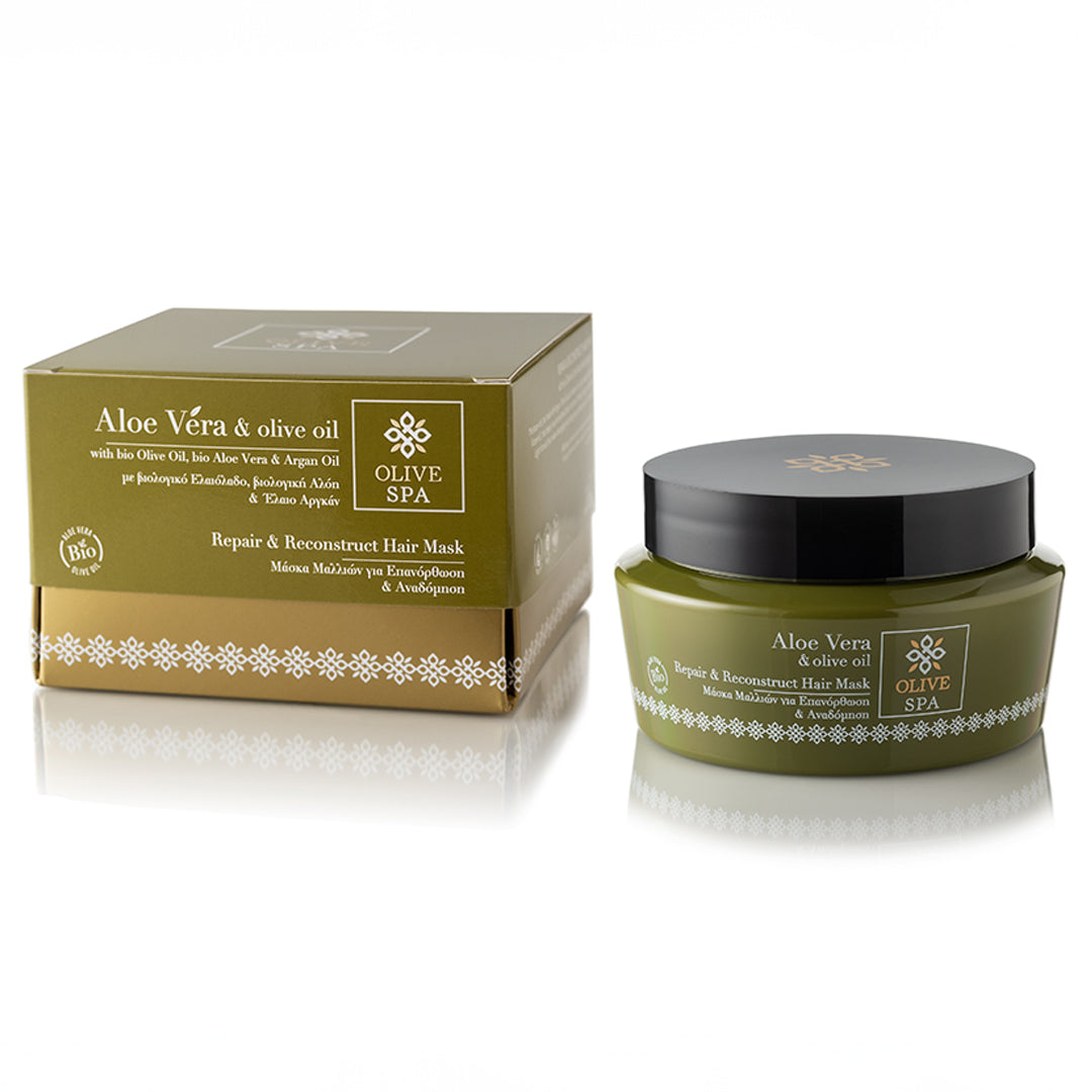 OLIVE SPA Μάσκα Μαλλιών για Επανόρθωση & Αναδόμηση με βιολογική Αλόη 250ml